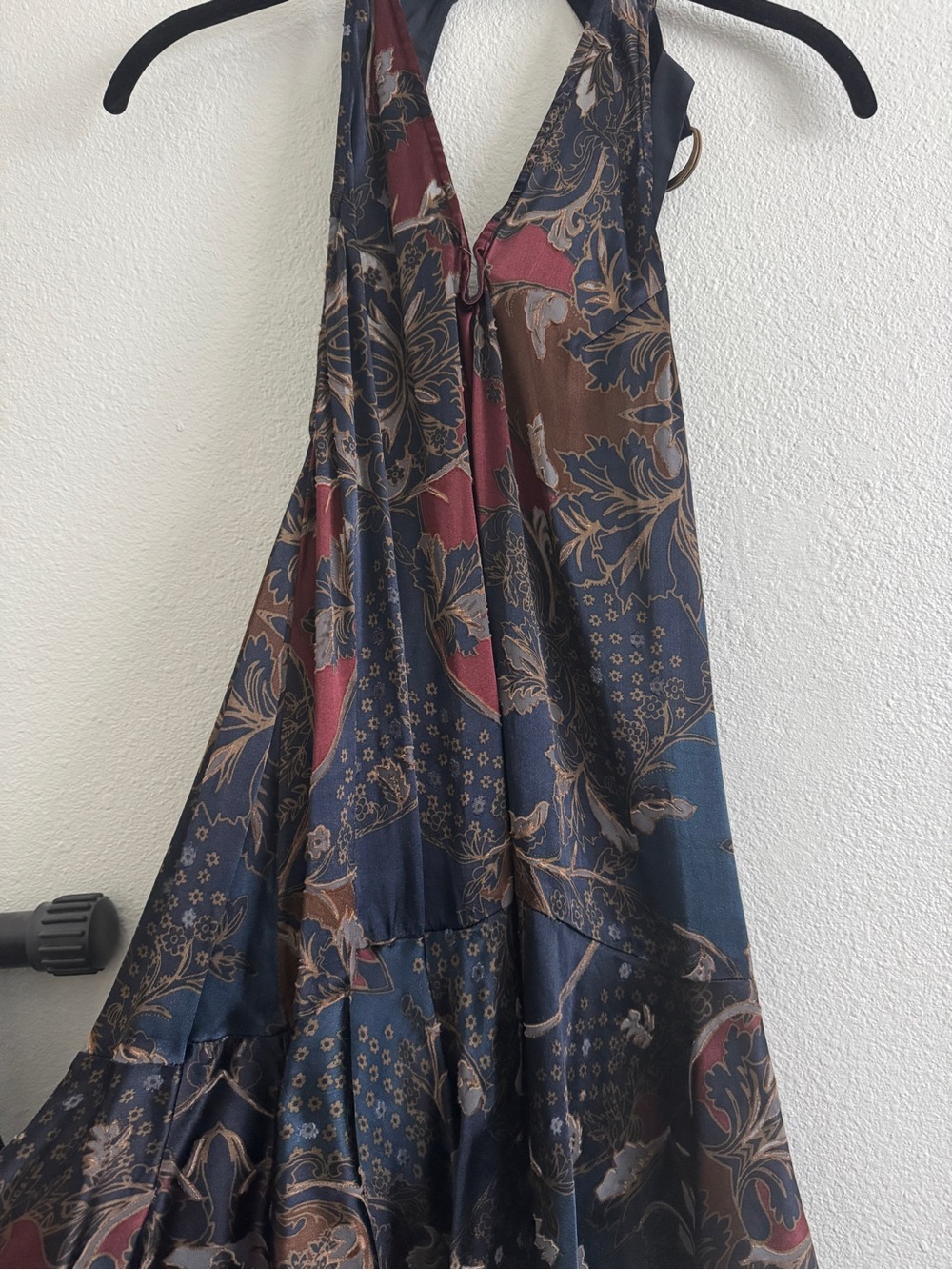 Free People Navy Blue Multi Floral Halter Mini Dress